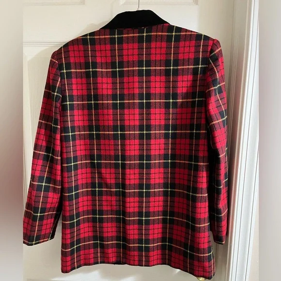 Wool Checkered Plaid Blazer - Picture 6 of 6